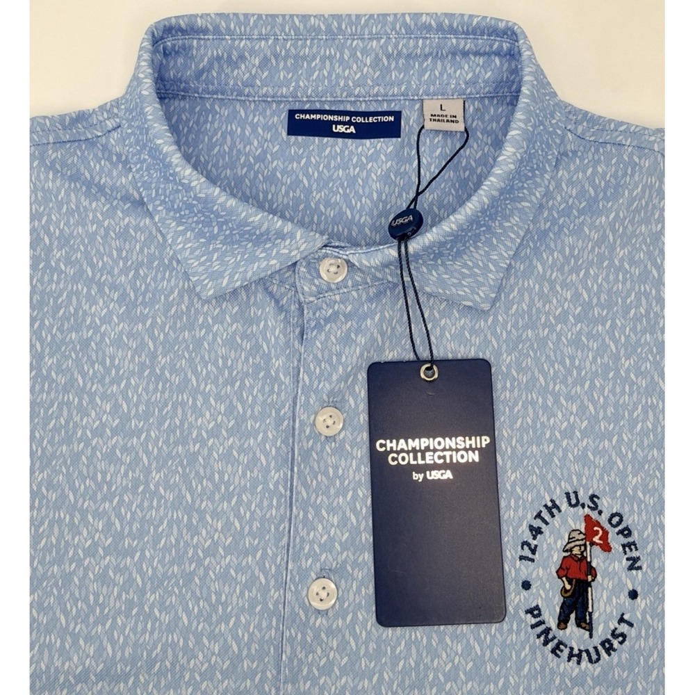 USGA 124th US Open Pinehurst Polo Shirt Men L Blue Stripe Golf NWT